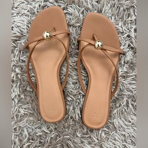Tan Sandals with Gold Detail
